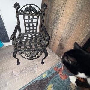 Elegant Black Metal Accent Chair for child, doll, or stuffed animal